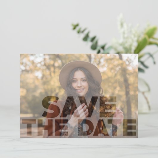 Modern Overlay Photo Afstuderen Save The Date (Staand voorkant)