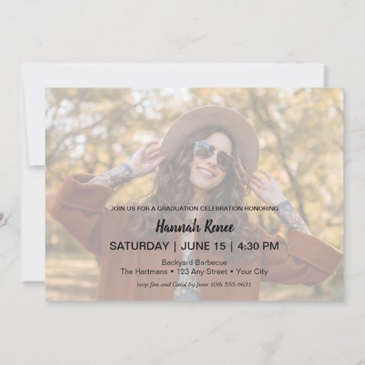Modern Overlay Photo Afstuderen Save The Date (Achterkant)