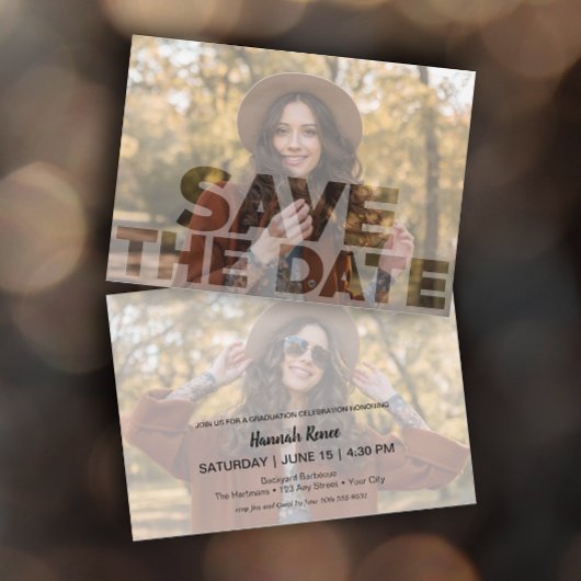 Modern Overlay Photo Afstuderen Save The Date