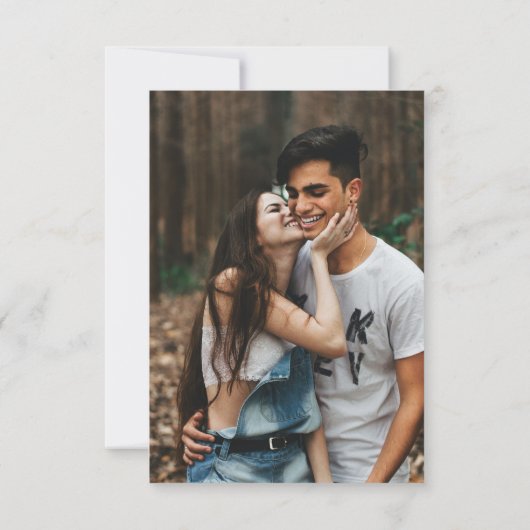 Modern Overlay White Text Wedding Romantic Foto Bedankkaart (Achterkant)