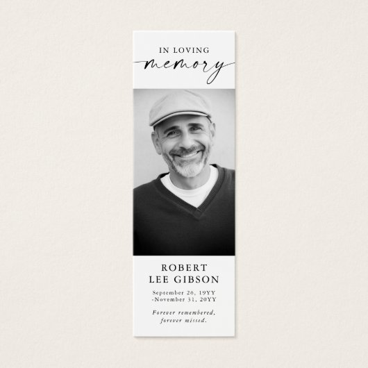 Modern overlijdensfoto begrafenismonument Bladwijz Mini Visitekaartjes (Voorkant)