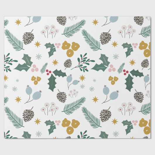 Modern oversized kerst bladeren patroon cadeaupapier (Vlak)