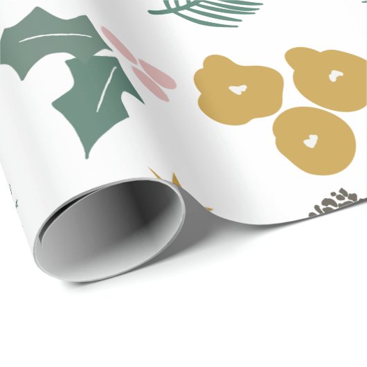 Modern oversized kerst bladeren patroon cadeaupapier (Rol Hoek)