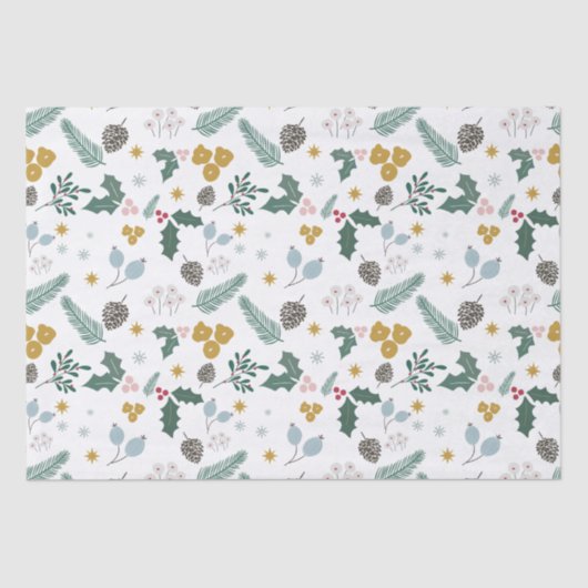 Modern oversized kerst bladeren patroon tissuepapier (Voorkant)