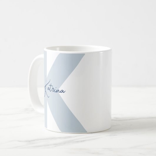 Modern Oversized Monogram Initiaal Handgeschreven Koffiemok (Voorkant links)