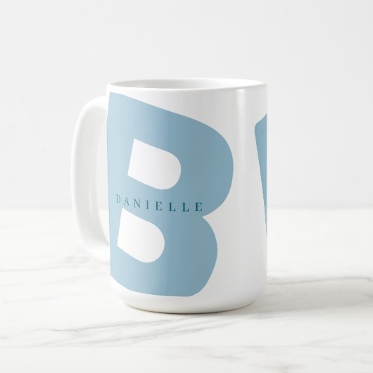 Modern Oversized Monogram Initiaal & Voornaam Koffiemok (Voorkant links)