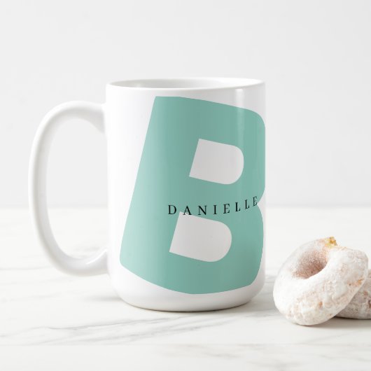 Modern Oversized Monogram Initiaal & Voornaam Koffiemok (Met donut)