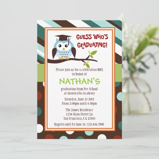 Modern Owl Afstuderen uitnodigen Kaart (Staand voorkant)