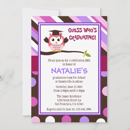 Modern Owl Afstuderen uitnodigen Kaart (Voorkant)