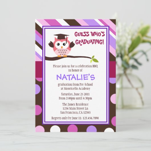 Modern Owl Afstuderen uitnodigen Kaart (Staand voorkant)
