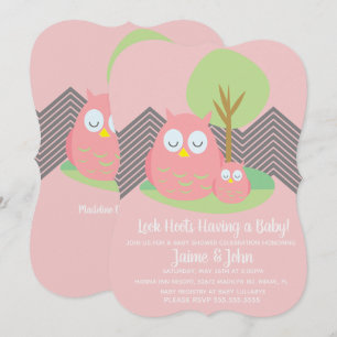 Modern Owl Baby shower Hoot Chevron Kaart