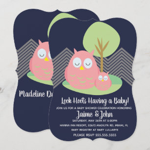 Modern Owl Baby shower Hoot Kaart