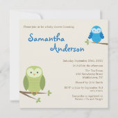 Modern Owl Baby shower Invitation - Boy Kaart (Achterkant)