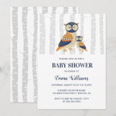 Modern Owl Baby shower Invitation - Winter Kaart (Voorkant / Achterkant)