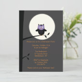 Modern Owl Halloween Party Invitation Kaart (Staand voorkant)