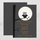 Modern Owl Halloween Party Invitation Kaart (Voorkant / Achterkant)
