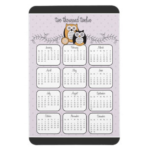 Modern Owls 2012 Calendar Magnet Magneet