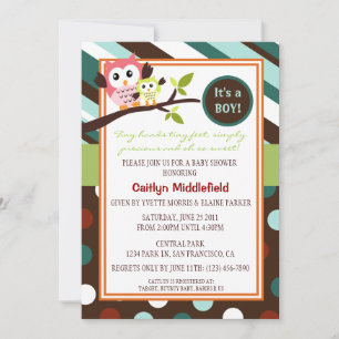 Modern Owls Baby shower nodigt uit Kaart