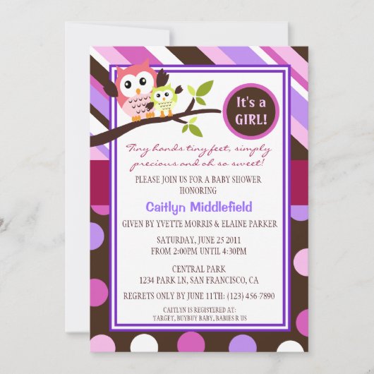 Modern Owls Baby shower nodigt uit Kaart (Voorkant)