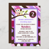 Modern Owls Birthday Invite Kaart (Voorkant / Achterkant)