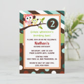 Modern Owls Birthday Invite Kaart (Staand voorkant)