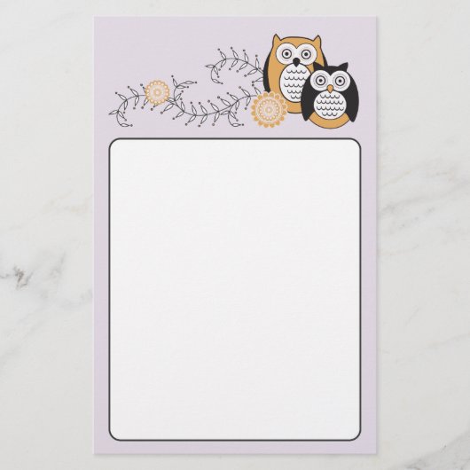 Modern Owls Stationery Briefpapier (Voorkant)