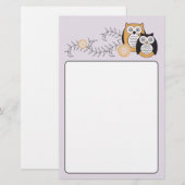 Modern Owls Stationery Briefpapier (Voorkant / Achterkant)