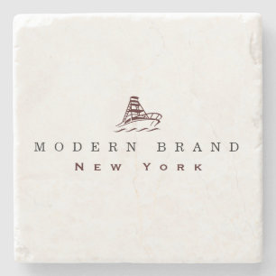 Modern Oxblood Red Black Coastal Boat Brand Stenen Onderzetter