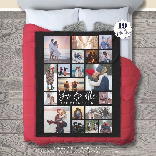 Modern Paar 19 Fotocollage Custom Color Title Fleece Deken