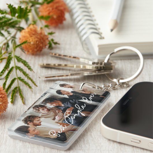 Modern Paar 3 Fotocollage Beste Paar Ooit Sleutelhanger (Voorkant Rechts)