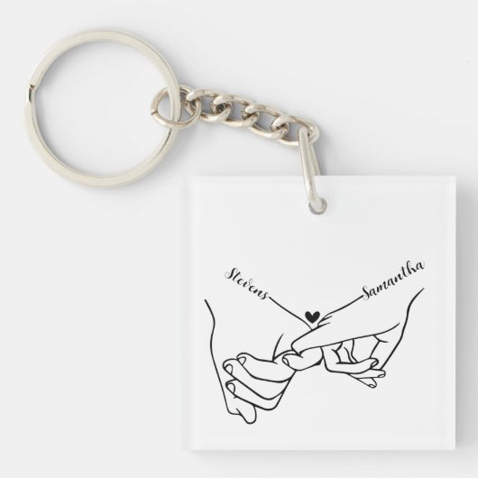 Modern Paar Holding handen Aangepaste naam bruilof Sleutelhanger (Voorkant)