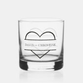 Modern Paar Holding handen Aangepaste naam bruilof Whisky Glas (Achterkant)