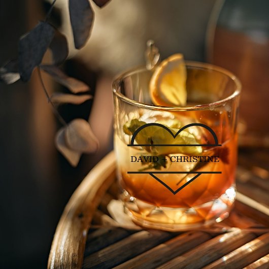 Modern Paar Holding handen Aangepaste naam bruilof Whisky Glas