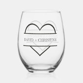 Modern Paar Holding handen Aangepaste naam bruilof Wijnglas Zonder Voet (Voorkant)