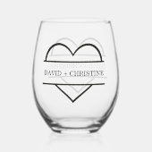 Modern Paar Holding handen Aangepaste naam bruilof Wijnglas Zonder Voet (Achterkant)