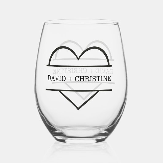 Modern Paar Holding handen Aangepaste naam bruilof Wijnglas Zonder Voet (Achterkant)