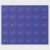 Modern paar Initialen Monogrammen trouwdatum blauw Cadeaupapier (Vlak)