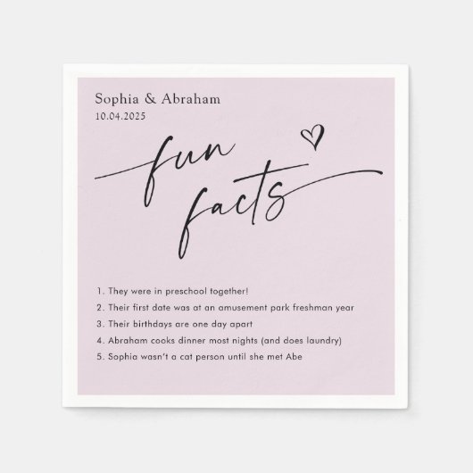 Modern paar leuke feiten bruiloft servet (Voorkant)