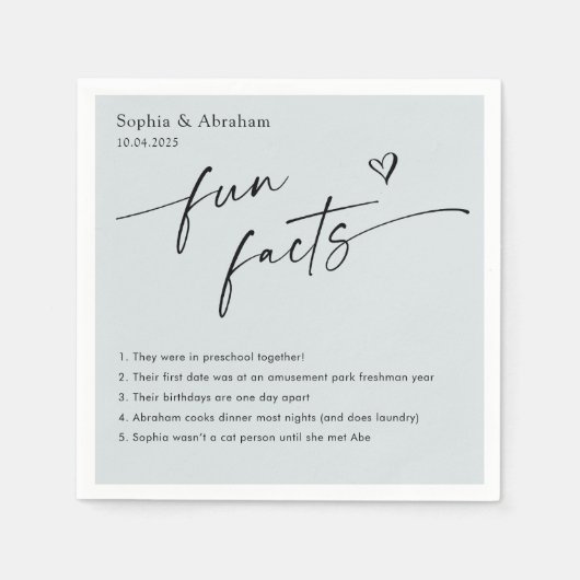 Modern paar leuke feiten bruiloft servet (Voorkant)