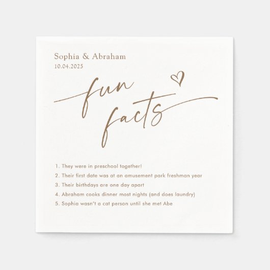 Modern paar leuke feiten bruiloft servet (Voorkant)