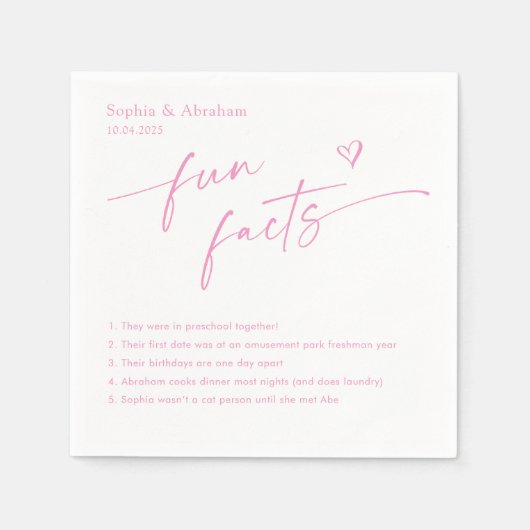 Modern paar leuke feiten bruiloft servet (Voorkant)