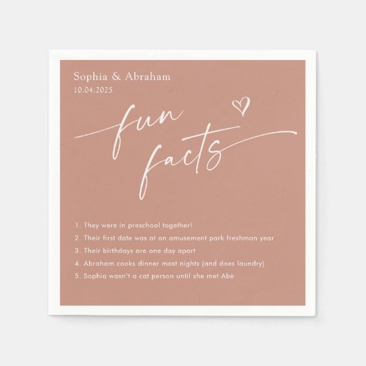 Modern paar leuke feiten bruiloft servet (Voorkant)