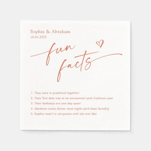 Modern paar leuke feiten bruiloft servet (Voorkant)