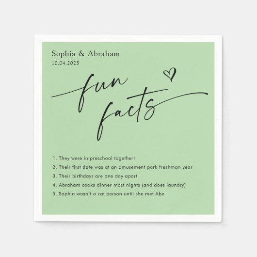 Modern paar leuke feiten bruiloft servet (Voorkant)