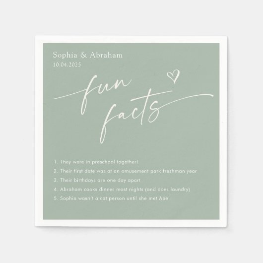 Modern paar leuke feiten bruiloft servet (Voorkant)