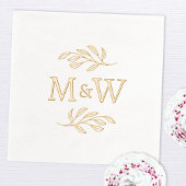 Modern paar Monogram Initialen Elegant Botanisch Folie Servetten