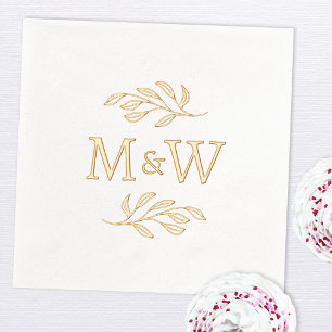Modern paar Monogram Initialen Elegant Botanisch Folie Servetten