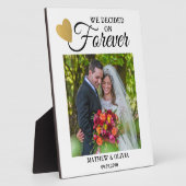 Modern paar trouwfoto Gold Heart Quote Fotoplaat (Zijkant)