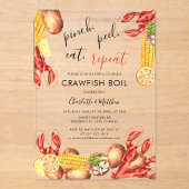 Modern Paar Verloving Crawfish Boil Acryl Uitnodigingen (Voorkant)