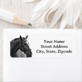 Modern Paard Zwart en Wit Equestrian Etiket (Insitu)
